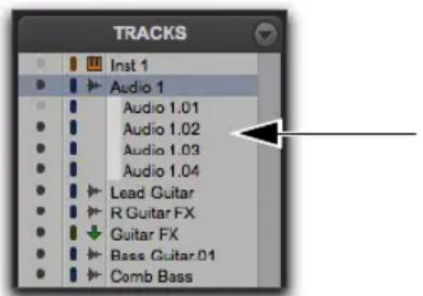 Avid Pro Tools 10.2 - Playlists alternatives dans la liste des pistes - 1