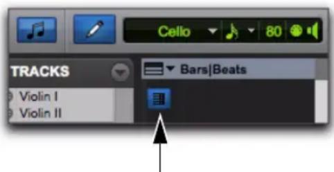 Avid Pro Tools 10.2 - Bouton Double Bar en vue Notation - 1