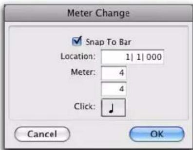 Meter Change Snap To Bar Location: 1| 1| 000 Meter: 4 4 Click: Cancel OK