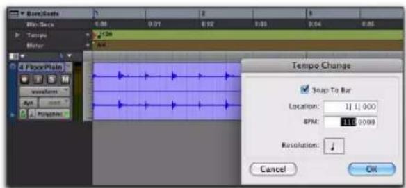 Avid Pro Tools 10.2 - Modifiez le tempo de la session pour changer celui du clip : - 1