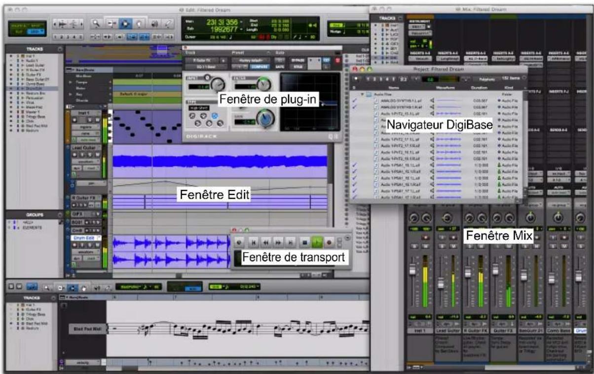 Edit. Filtered Dream Track 231 31 356 Sub 1992677 Track Fenêtre de plug-in Project: Filtered Dream Fenêtre Edit Fenêtre de transport Fenêtre Mix