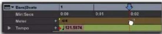 Bars/Beats 1 Min:Secs 0:00 0:01 0:02 Meter + 4/4 Tempo + 121.5874