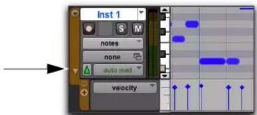 Avid Pro Tools 10.2 - Pour éditer la vélocité MIDI dans la fenêtre Edit : - 1