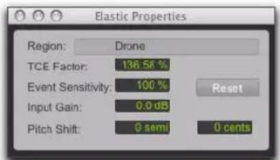 Avid Pro Tools 10.2 - Fenêtre Elastic Properties - 2