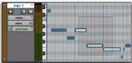 Avid Pro Tools 10.2 - Pour sélectionner plusieurs notes MIDI, procédez comme suit : - 1