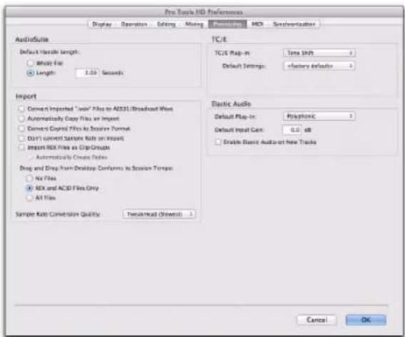 Avid Pro Tools 10.2 - Préférences de traitement (Processing) - 1