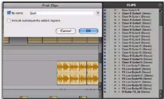 Find Clips by name bait Include subsequently added regions Cancel OK CLIPS Bass Guitar1.R Clean R Guitar1 (Stereo) Clean R Guitar2 (Stereo) Clean R Guitar3 (Stereo) Clean R Guitar4 (Stereo) Clean R Guitar5 (Stereo) Clean R Guitar6 (Stereo) Clean R Guitar7 (Stereo) Clean R Guitar8 (Stereo) Clean R Guitar9 (Stereo) Clean R Guitar10 (Stereo) Clean R Guitar11 (Stereo) Clean R Guitar12 (Stereo) Clean R Guitar13 (Stereo) Clean R Guitar14 (Stereo) Clean R Guitar15 (Stereo) FX Live Guitar7 (Stereo) FX Live Guitar8 (Stereo) FX Live Guitar9 (Stereo) FX Live Guitar10 (Stereo) FX Live Guitar11 (Stereo) FX Live Guitar12 (Stereo) FX Live Guitar13 (Stereo) FX Live Guitar14 (Stereo) FX Live Guitar15 (Stereo) FX Live Guitar16 (Stereo)