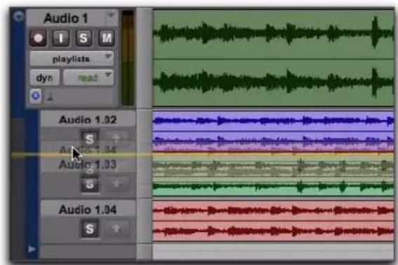 Avid Pro Tools 10.2 - Pour modifier l'ordre des lignes de playlist : - 1