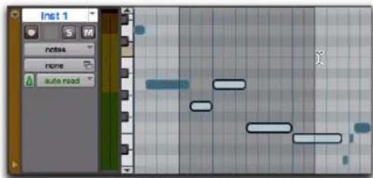 Avid Pro Tools 10.2 - Pour sélectionner plusieurs notes MIDI, procédez comme suit : - 2