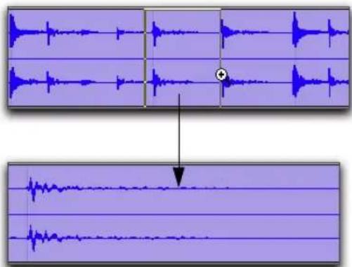 Avid Pro Tools 10.2 - Pour effectuer un zoom avant sur une zone particulière d'une piste : - 1