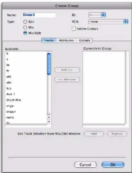 Avid Pro Tools 10.2 - Boîte de dialogue Group dans Pro Tools HD et Pro Tools avec Complete Production Toolkit - 1