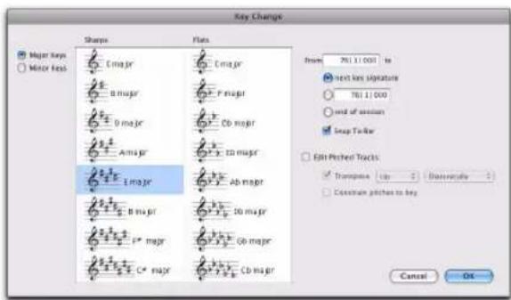 Avid Pro Tools 10.2 - Boîte de dialogue Key Change - 1
