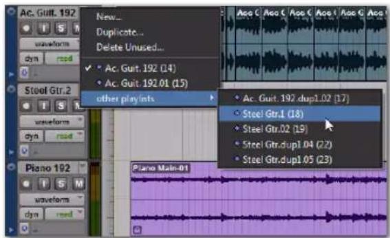 Ac. Guit. 192 New... Duplicate... Delete Unused... Ac. Guit. 192 (14) Ac. Guit. 192.01 (15) other playlists Ac. Guit. 192 dup1.02 (17) Steel Gtr.1 (18) Steel Gtr.02 (19) Steel Gtr.dup1.04 (22) Steel Gtr.dup1.05 (23) Piano Main-01