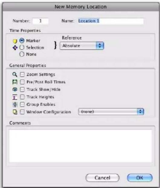 Avid Pro Tools 10.2 - Propriétés des emplacements mémoire - 1