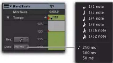 Bars\Seats Min Secs 0:00.0 Tempo 120 Res: 125 Dens: 250 ms 140 1/1 note 1/2 note 1/4 note 1/8 note 1/16 note 1/32 note 250 ms 100 ms 50 ms