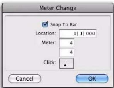 Meter Change Snap To Bar Location: 1 | 1 | 000 Meter: 4 4 Click: Cancel OK