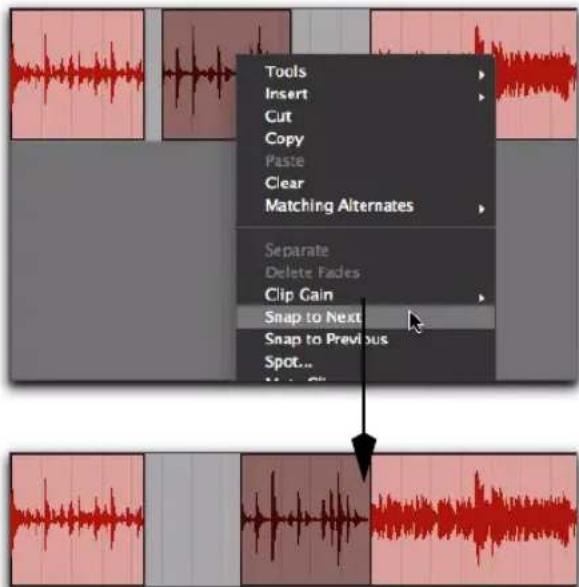 Avid Pro Tools 10.2 - Pour aligner un clip avec le clip suivant d'une piste : - 1