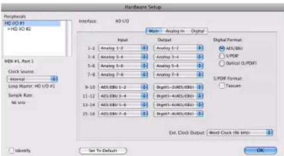 Avid Pro Tools 10.2 - Pour configurer les paramètres d'une HD I/O : - 1