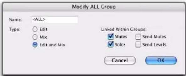 Avid Pro Tools 10.2 - Pour modifier les paramètres du groupe « All » dans Pro Tools : - 1