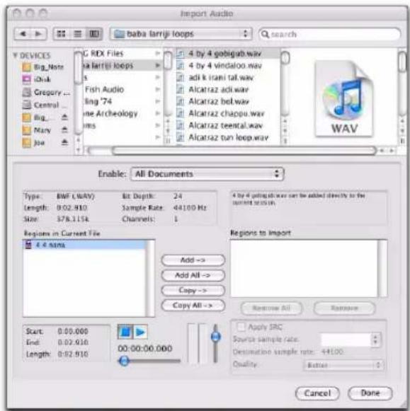 Avid Pro Tools 10.2 - Importation de fichiers et de clips audio à l'aide de la commande Import Audio - 1