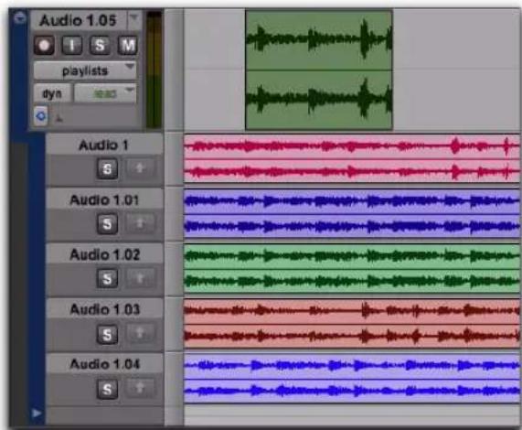 Avid Pro Tools 10.2 - Pour copier une sélection d'une playlist alternative sur une nouvelle playlist principale : - 1