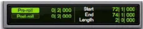 Pre-roll 0|2|000 Start 72|1|000 Post-roll 0|2|000 End 74|1|000 Length 2|0|000
