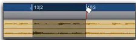 Avid Pro Tools 10.2 - Pour définir la sélection de timeline en déplaçant les marqueurs de sélection de timeline : - 1