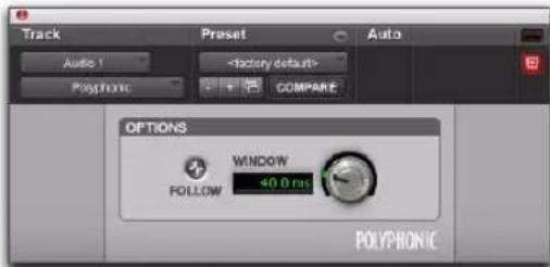 Track Auto Auto 1 Factory default> Psychonic COMPARE OPTIONS WINDOW FOLLOW 40.0 ns POLYPHONIC