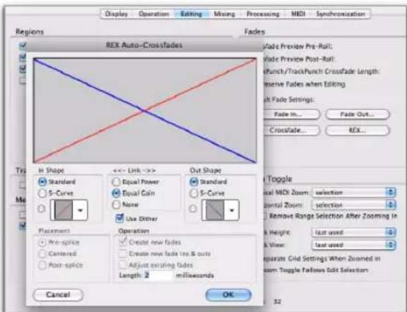 Avid Pro Tools 10.2 - Préférence d'édition des fondus - 1