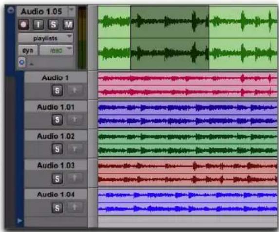 Avid Pro Tools 10.2 - Pour copier une sélection d'une playlist alternative sur une nouvelle playlist principale : - 2