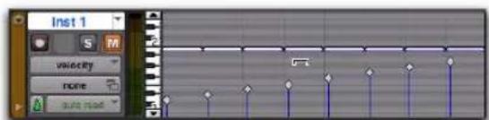Avid Pro Tools 10.2 - Pour décaler les vélocités avec l'outil de trim : - 1