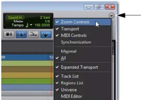 Avid Pro Tools 10.2 - Affichage et masquage des commandes supplémentaires de la fenêtre Edit - 1