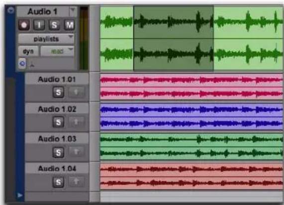 Avid Pro Tools 10.2 - Pour copier une sélection d'une playlist alternative sur la playlist principale : - 3
