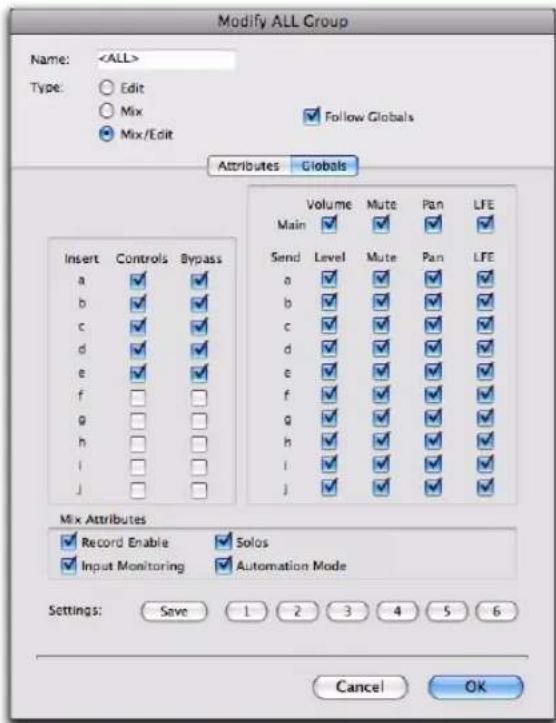 Avid Pro Tools 10.2 - Pour modifier les paramètres du groupe « All » dans Pro Tools HD et Pro Tools avec Complete Production Toolkit : - 1