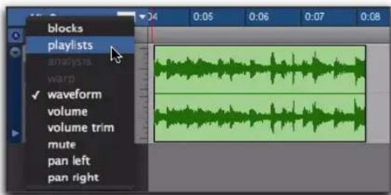 Avid Pro Tools 10.2 - Pour afficher les lignes de playlist d'une piste : - 1