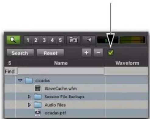 Search Reset S Name Waveform Find cicadas WaveCache.wfm Session File Backups Audio Files dcadas.ptf