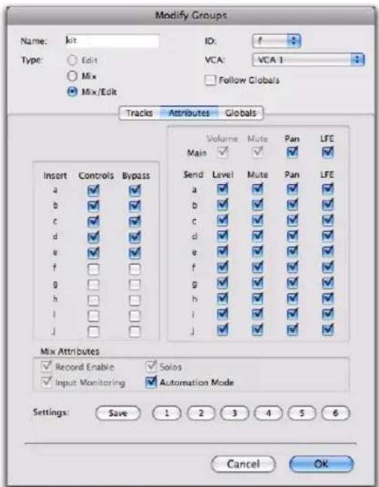 Avid Pro Tools 10.2 - Pour sélectionner des attributs pour un groupe indépendant : - 2