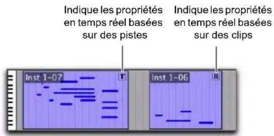 Indique les propriétés en temps réel basées sur des pistes Indique les propriétés en temps réel basées sur des clips Inst 1-07 Inst 1-06