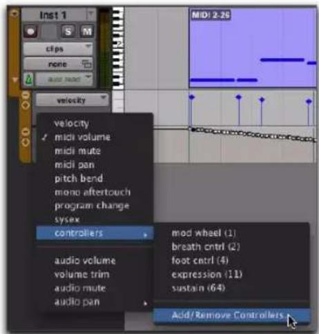 Avid Pro Tools 10.2 - Pour activer manuellement un contrôleur continu pour l'automation : - 2