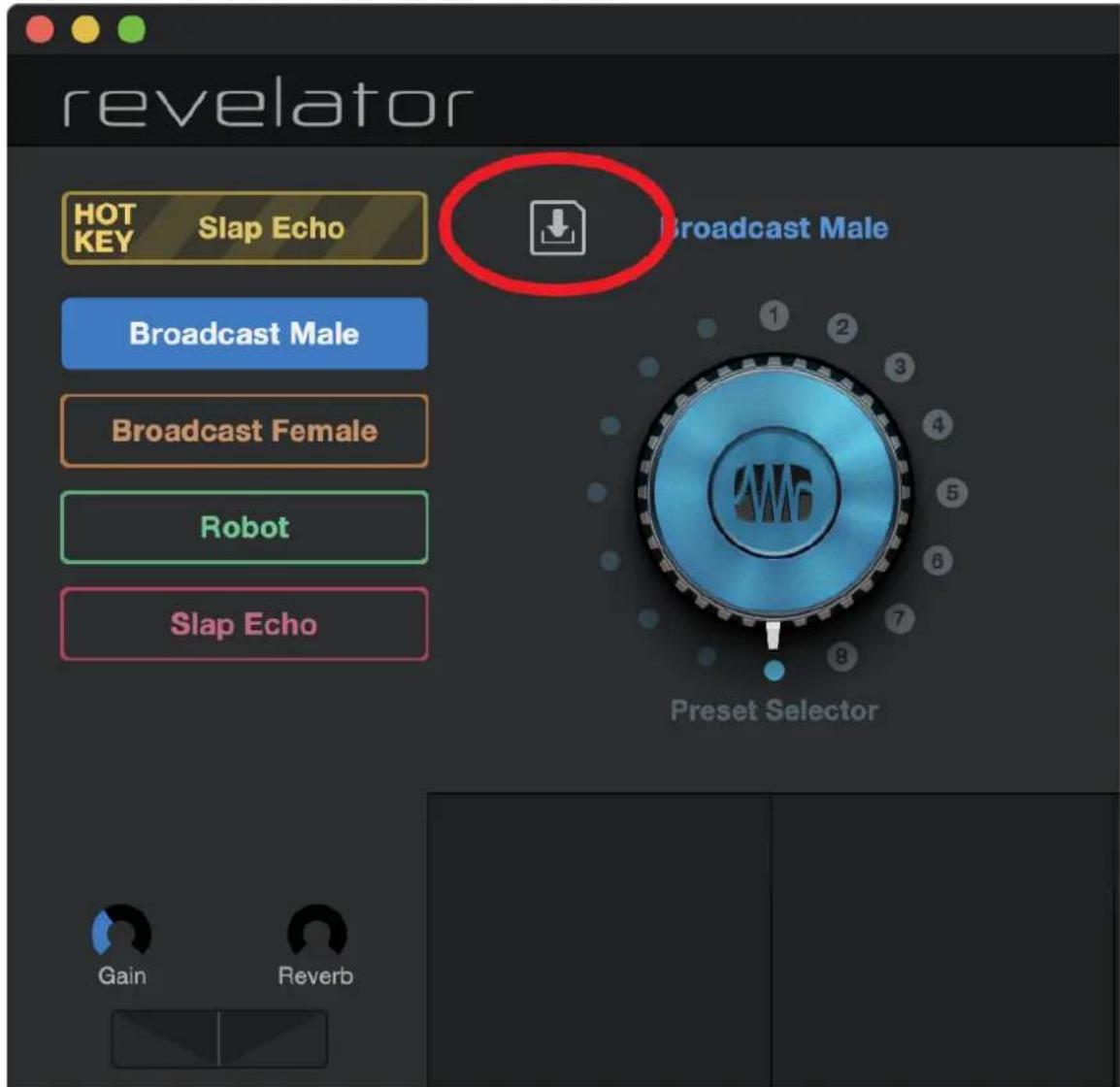 PRESONUS Revelator - Pour exporter un nouveau preset dans une des 8 mémoires réservées à l'utilisateur : - 1