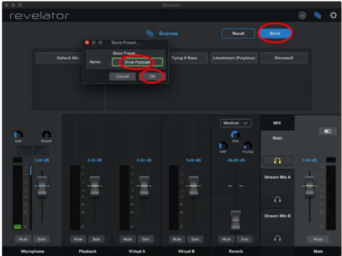 PRESONUS Revelator - Pour mémoriser une scène : - 2