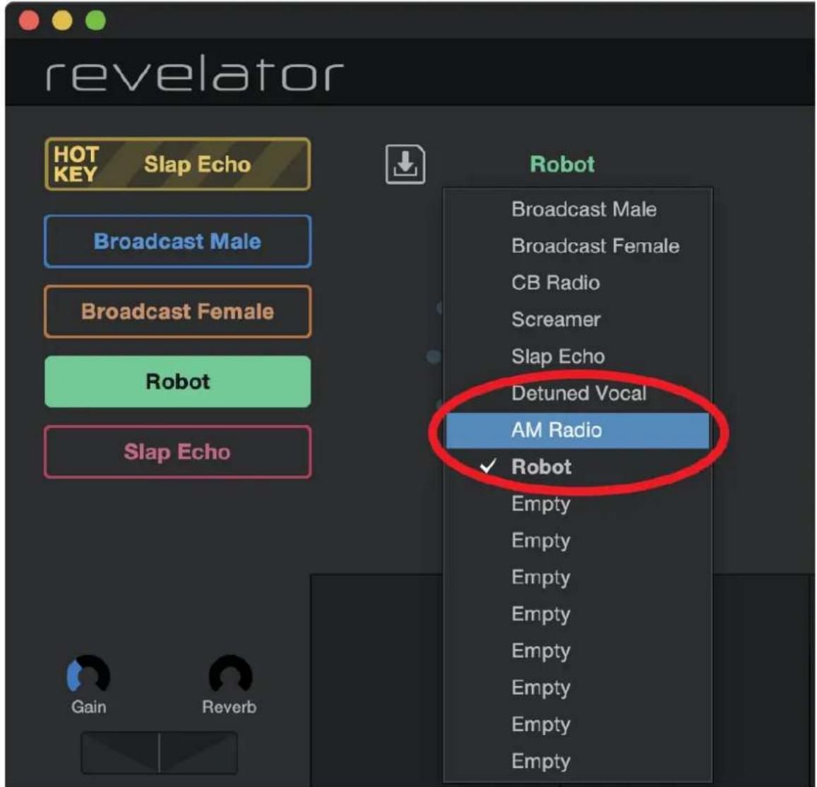 PRESONUS Revelator - Changement des mémoires associées à la touche Preset - 2