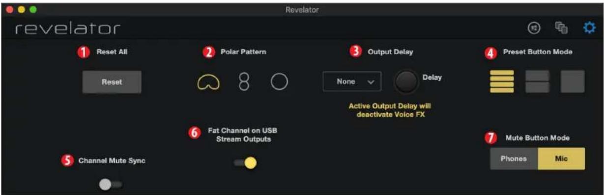 PRESONUS Revelator - Menu Réglages - 2