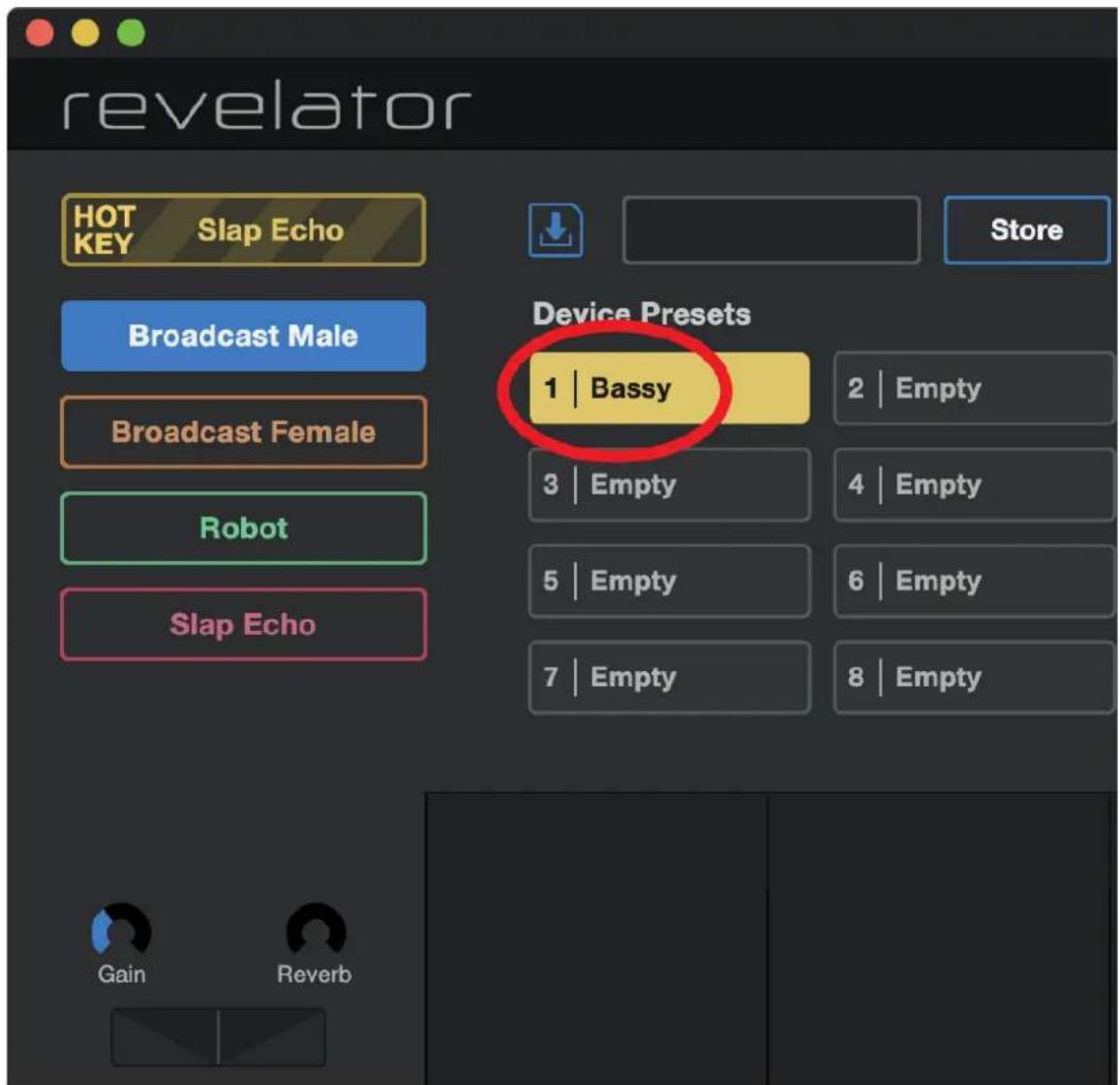 PRESONUS Revelator - Pour exporter un nouveau preset dans une des 8 mémoires réservées à l'utilisateur : - 2