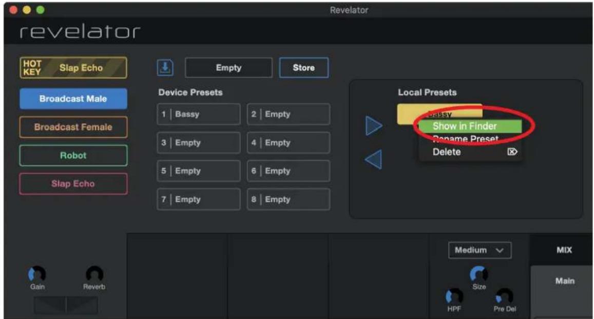 PRESONUS Revelator - Pour exporter un nouveau preset dans une des 8 mémoires réservées à l'utilisateur : - 4