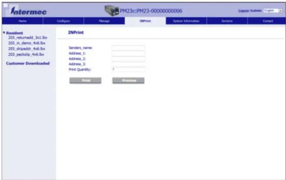 Intermec PM43 - About the INPrint Page - 1