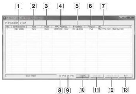Wisenet XND8080R - BOUTONS UTILISÉS SOUS IP INSTALLER - 1