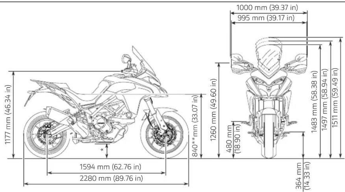 DUCATI Multistrada 950 S (2019) - Dimensions - 1