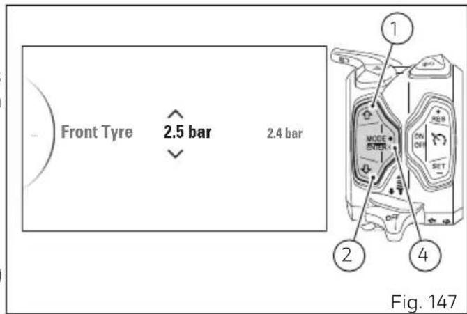 DUCATI Multistrada 950 S (2019) - Réglage pression de référence des capteurs pneus (Tyre Pressures) - accessoire - 3