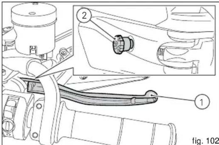 DUCATI Multistrada 1200 S Touring (2011) - Levier de commande du frein avant (fig. 102) - 1